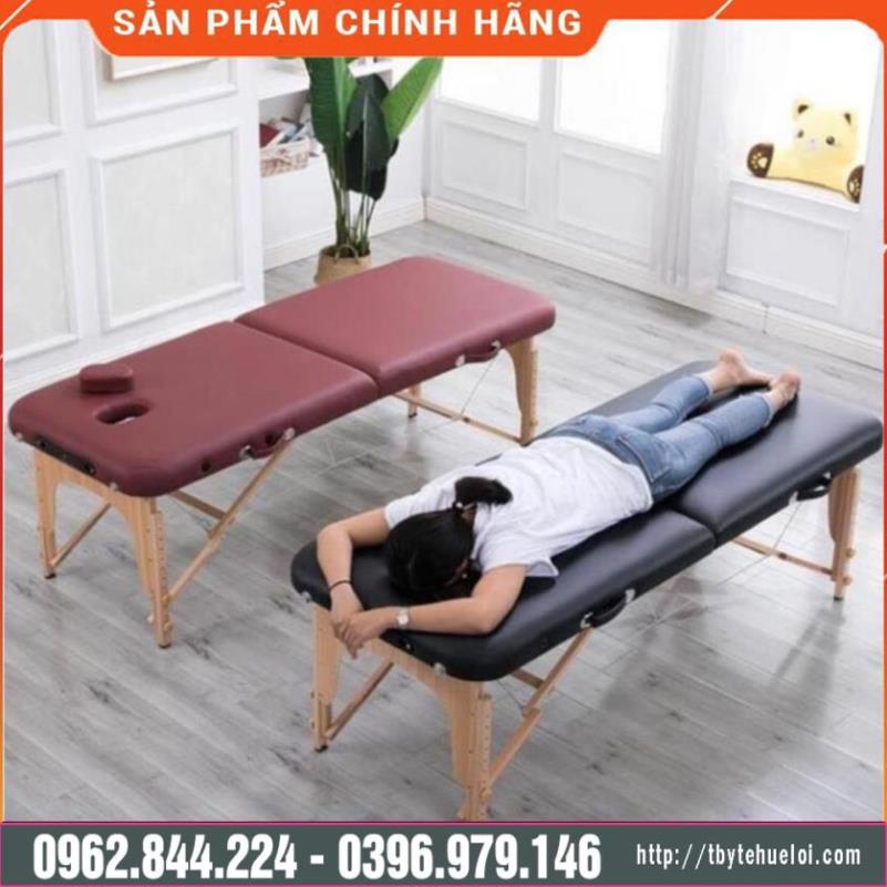 Giường Massage Trị Liệu - Spa Body - Phun Xăm - Nối Mi - Tatoo  Xếp Vali Chân Gỗ Gấp Gọn HL3