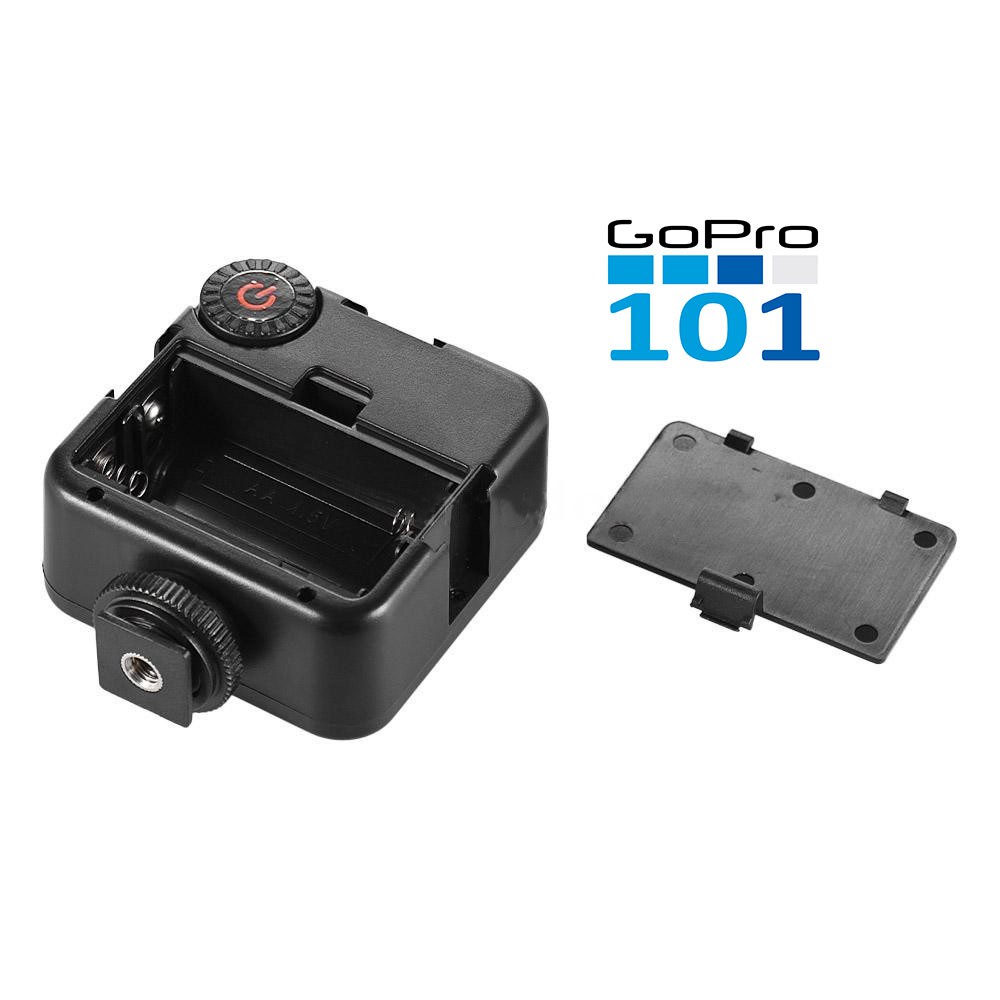 Bảng đèn LED máy ảnh mini W49 điều chỉnh độ sáng có khóa chuyển+ngàm chất lượng cao cho GoPro, Action Cam - GoPro101