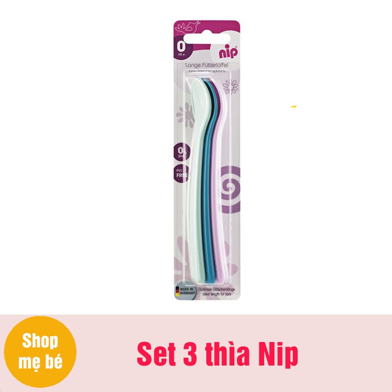 Vỷ 3 thìa ăn dặm cán dài Nip