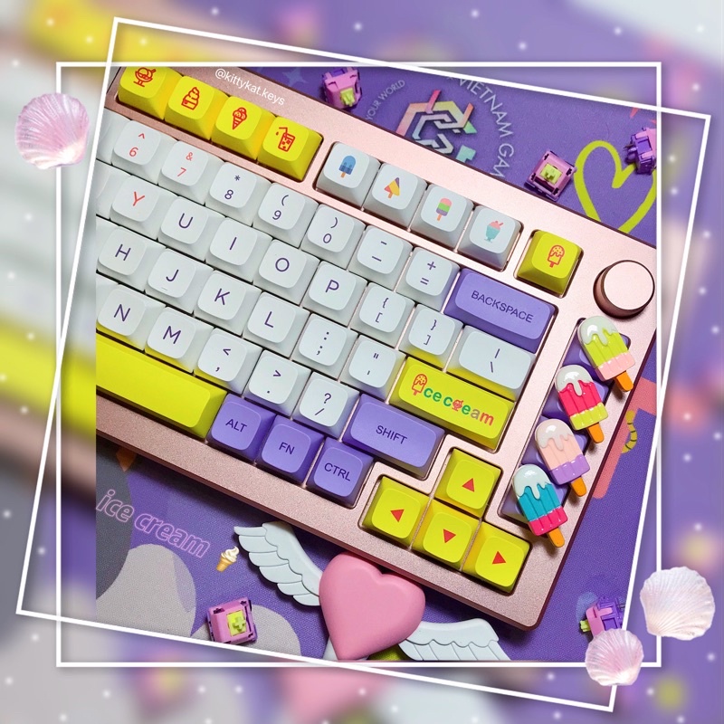 Keycap que kem xuyên led 🍦🍧 keycaps ice cream trang trí bàn phím cơ gaming