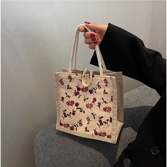 Túi Cói Đi Du Lịch Merci Sang Chảnh,Túi Cói Đi Biển- Có Lót và Khóa Kéo Bên Trong