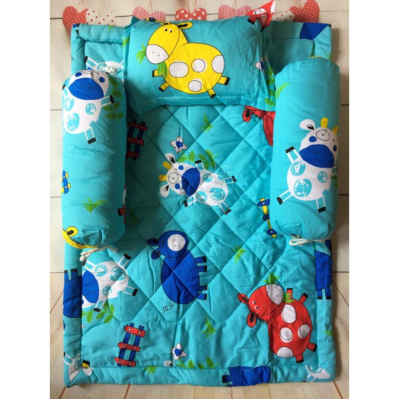 Bộ nệm gối cotton cho bé sơ sinh đến 2 tuổi (được chọn màu)