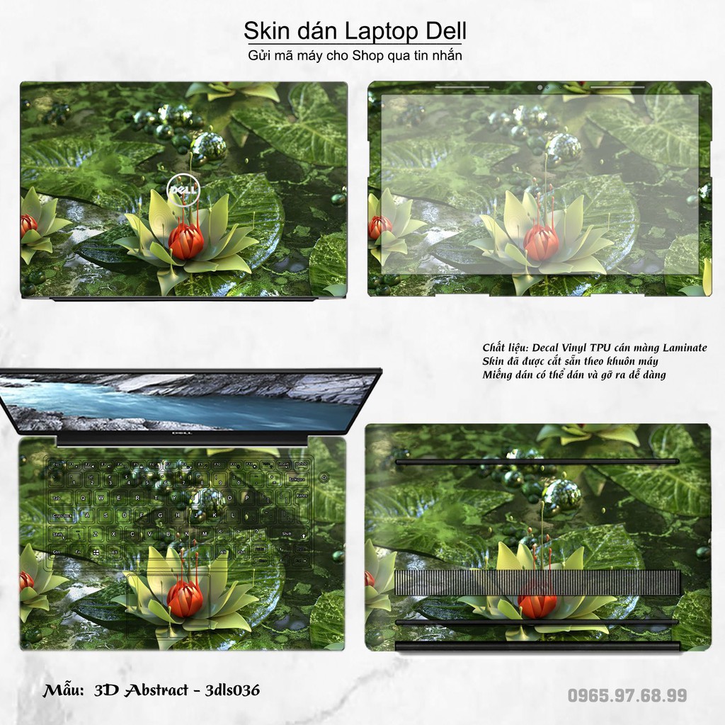 Skin dán Laptop Dell in hình 3D Green (inbox mã máy cho Shop)