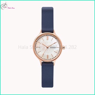 Đồng hồ nữ Skagen Anita Three-Hand Blue Leather Watch Hàng Mỹ