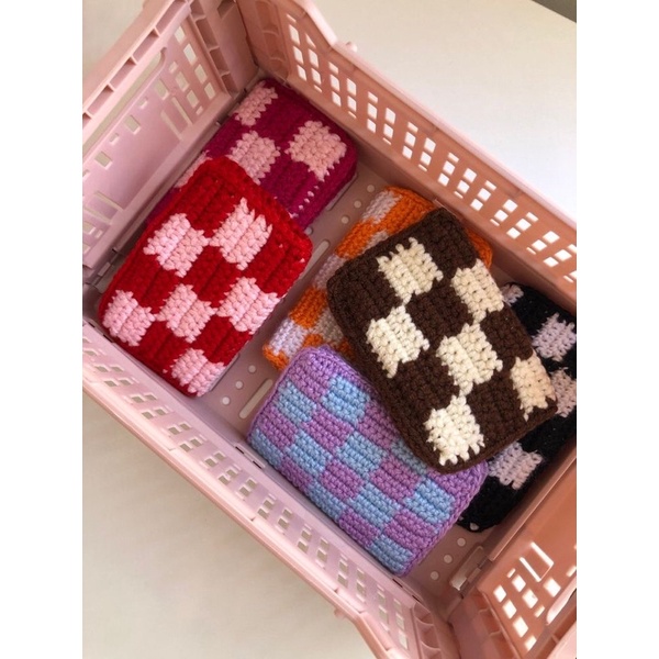 Checkered mini wallet ví mini đựng card cccd thẻ học sinh sinh viên nhỏ gọn xinh xắn