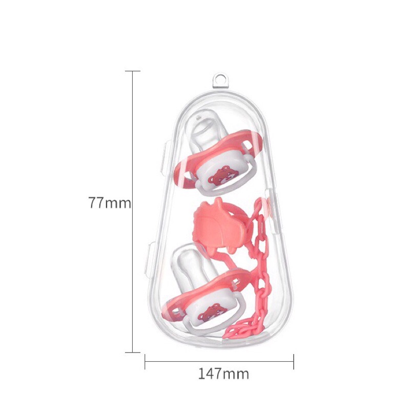 Ti Giả Cho Bé Sơ Sinh Kèm dây Đeo Chống Rơi Cho bé Hộp 2 Núm Vú Cao Cấp