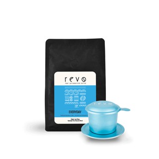 Combo cà phê rang xay nguyên chất và phin mạ màu - Revo Everyday