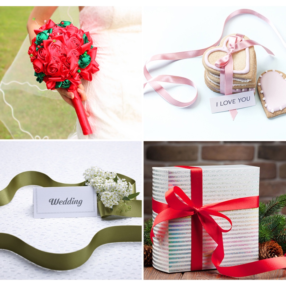 Cuộn Dây Ruy Băng Bằng Lụa Polyester Rộng 2CM Dài 22M Màu Sắc Dùng Để Trang Trí Bó Hoa Cưới