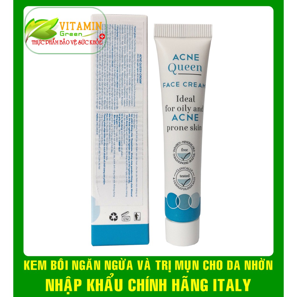 KEM NGỪA MỤN, TRẮNG DA ACNE QUEEN CREAM LÝ TƯỞNG CHO DA NHỜN | NHẬP KHẢU CHÍNH HÃNG TÂY BAN NHA