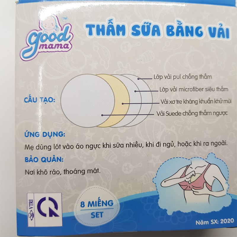 Miếng lót thấm sữa bằng vải GoodMama, hàng cao cấp _ PK38