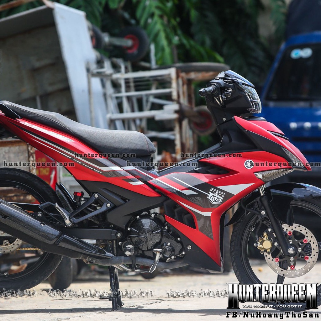 Tem rời Y15 ZR in UV cao cấp, Dán xe Exciter 150 đời 2016-2019 màu đỏ nhám. Mẫu decal hoa văn chìm ẩn