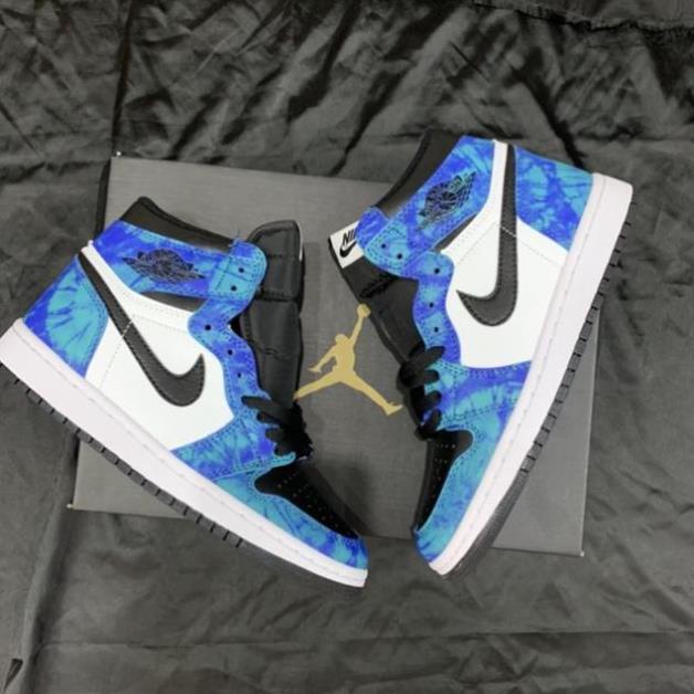 Giày thể thao Jordan cổ cao cổ thấp xanh loang nước biển, giày sneaker JD1 Tie Dye cao cổ thấp cổ nam nữ | BigBuy360 - bigbuy360.vn