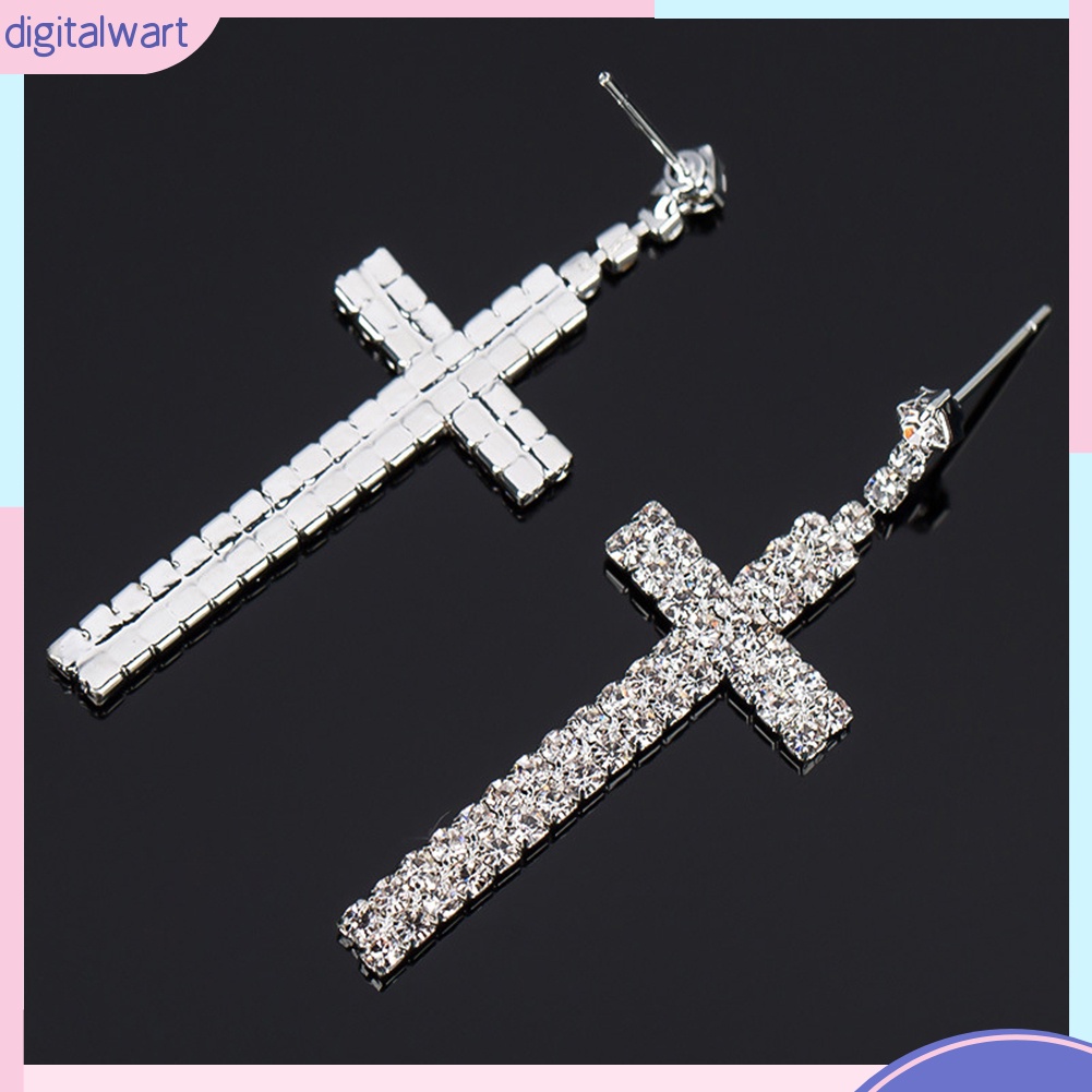 Khuyên Tai Chữ Thập Đính Đá Thời Trang Cho Nữ