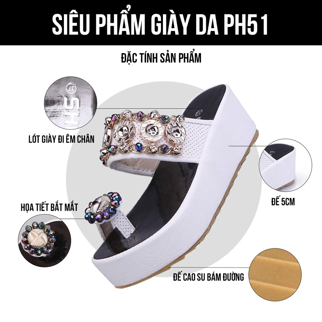 Dép nữ đính đá, dép xỏ ngón TIMAN PH51 phong cách sang trọng bảo hành 1 năm