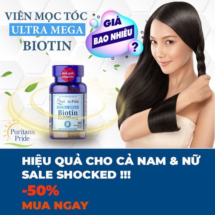 Viên Uống Mọc Tóc Puritan's Pride Biotin 10000 mcg - 100 viên