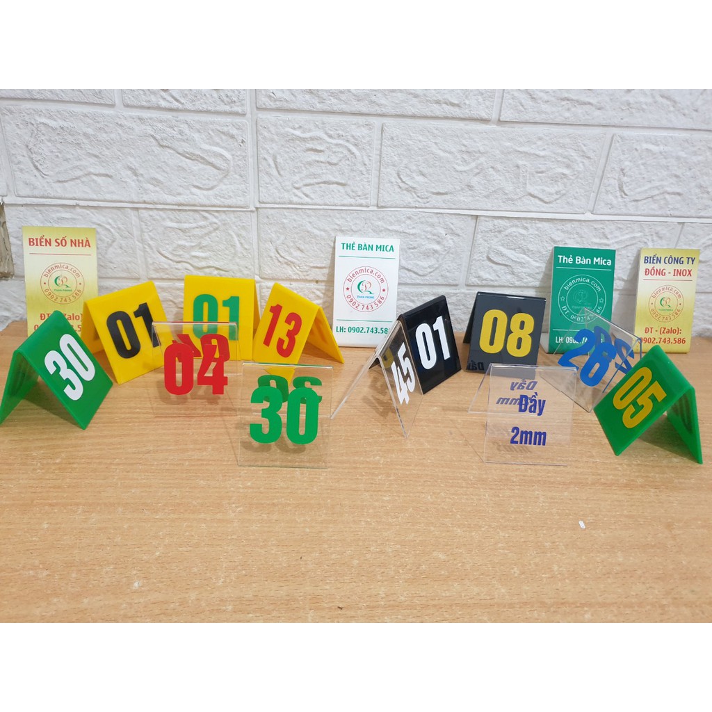 Thẻ Số Bàn Mica  - số bàn quán coffee, thẻ số bàn trà, bàn cafe