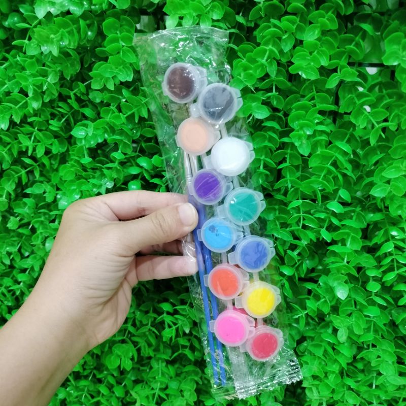 Set Màu Tô 12 Màu Mini Acrylic Tặng Kèm 2 Cọ Vẽ