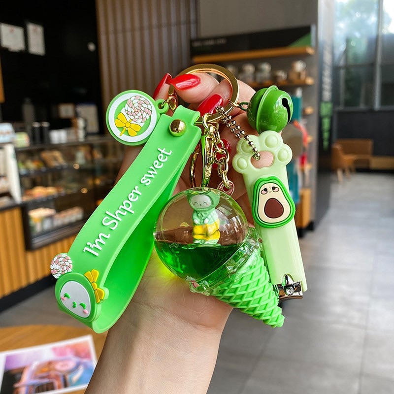 Móc khóa kem pha lê hoạt hình dễ thương Viễn Dương Computer