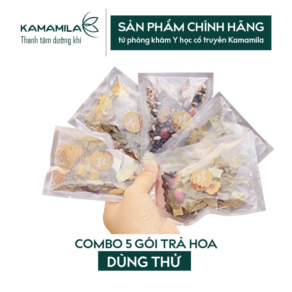 Trà Dưỡng Nhan Kamamila - Hỗ trợ thanh nhiệt, sáng mắt đẹp dạ Gồm 5 vị trà hoa Chuẩn Công Thức Đông Y - Hộp 20 gói