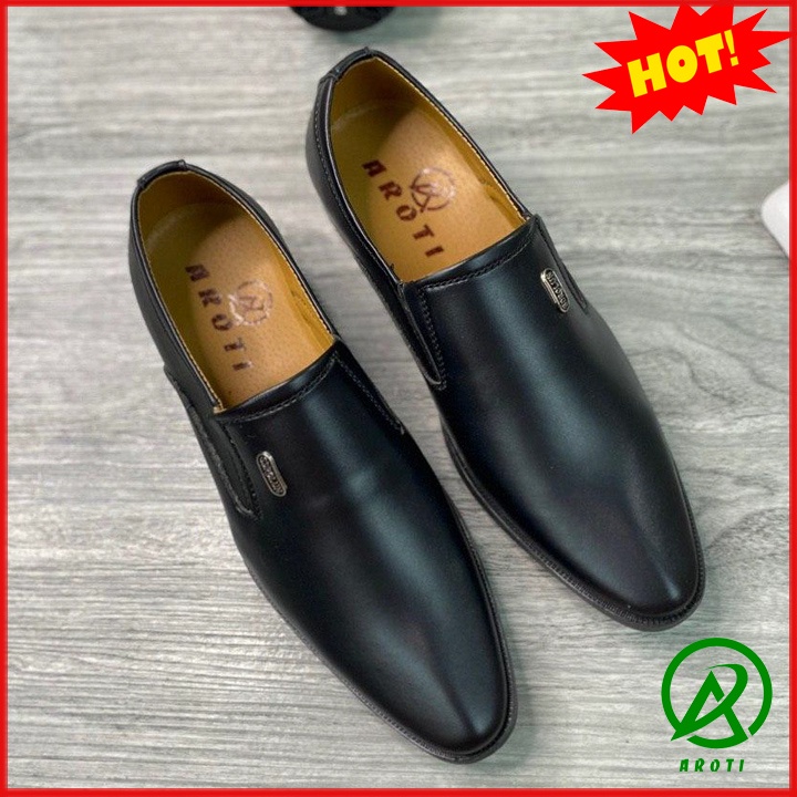 Giày Tây Nam AROTI Dáng Lười Chất Da Đẹp Cao Cấp,Đế Khâu Cực Bền Form Mọi Công Sở Sang Trọng Màu Đen-  M519-Đ sp4