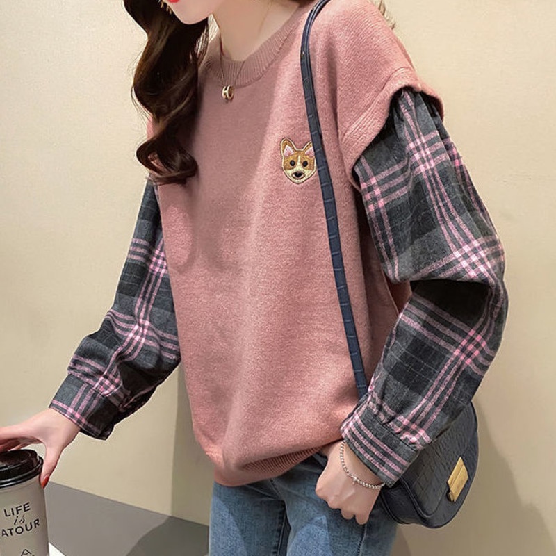 Áo sweater tay dài cổ tròn form rộng hợp thời trang