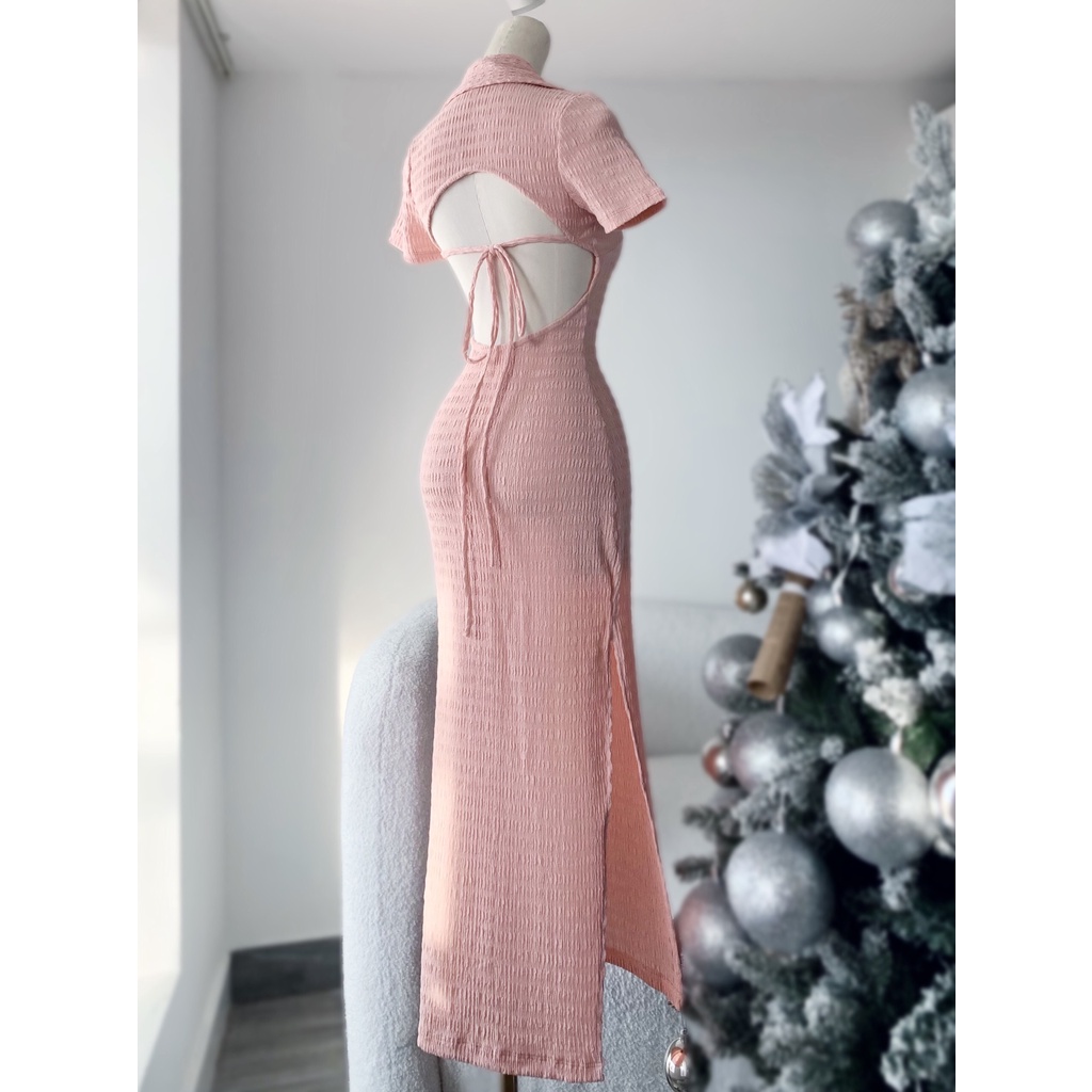 Đầm body nhún hở lưng