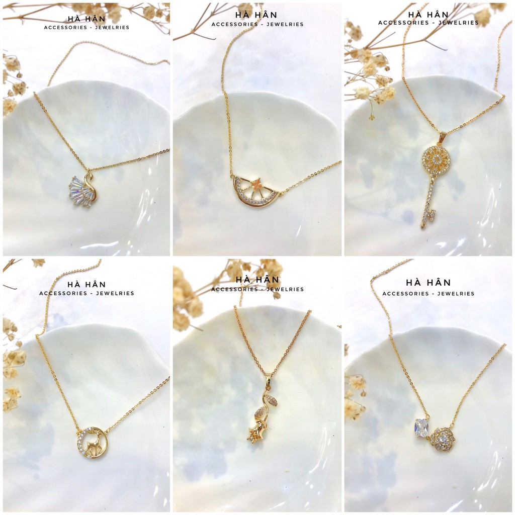 Dây chuyền bằng hợp kim mạ vàng nhiều mặt lấp lánh thiết kế thời trang theo phong cách Hàn Quốc