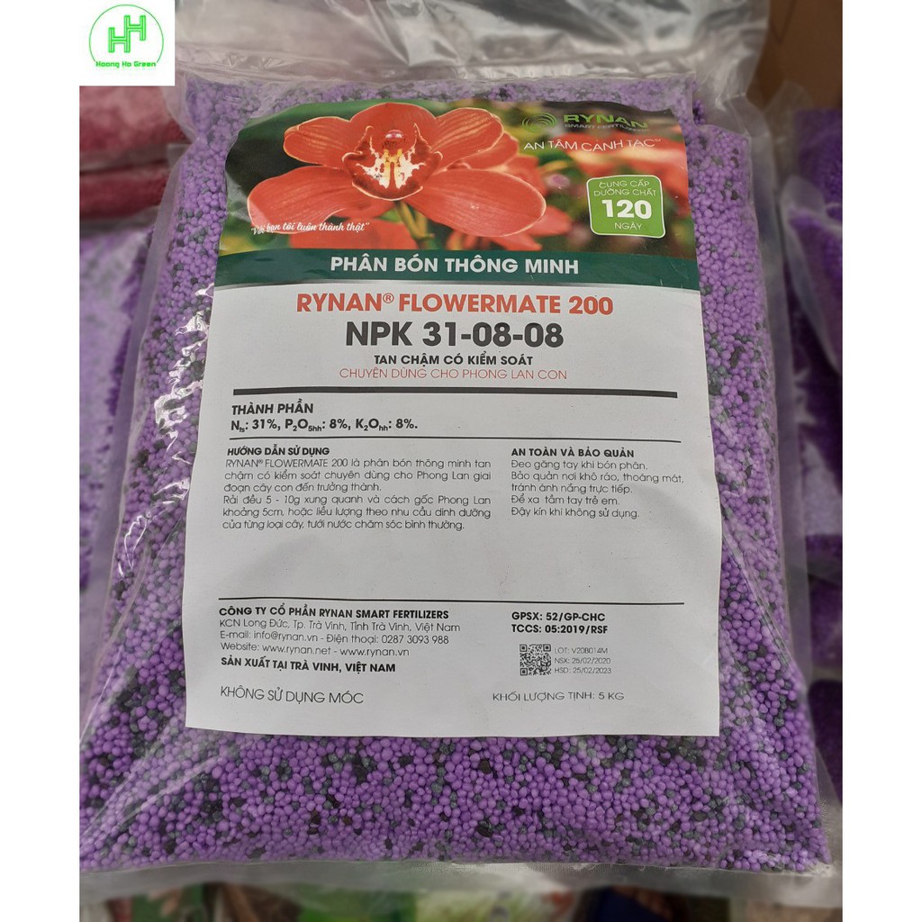 Phân Bón Thông Minh Rynan Flowermate 200 NPK 31-08-08 Tan Chậm Có Kiểm Soát gói 5kg