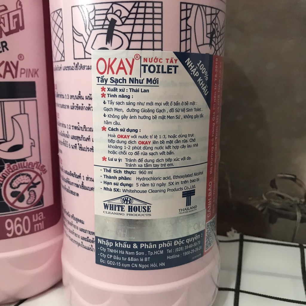 NƯỚC TẨY RỬA BỒN CẦU NHÀ VỆ SINH OKEY THÁI LAN CỰC MẠNH