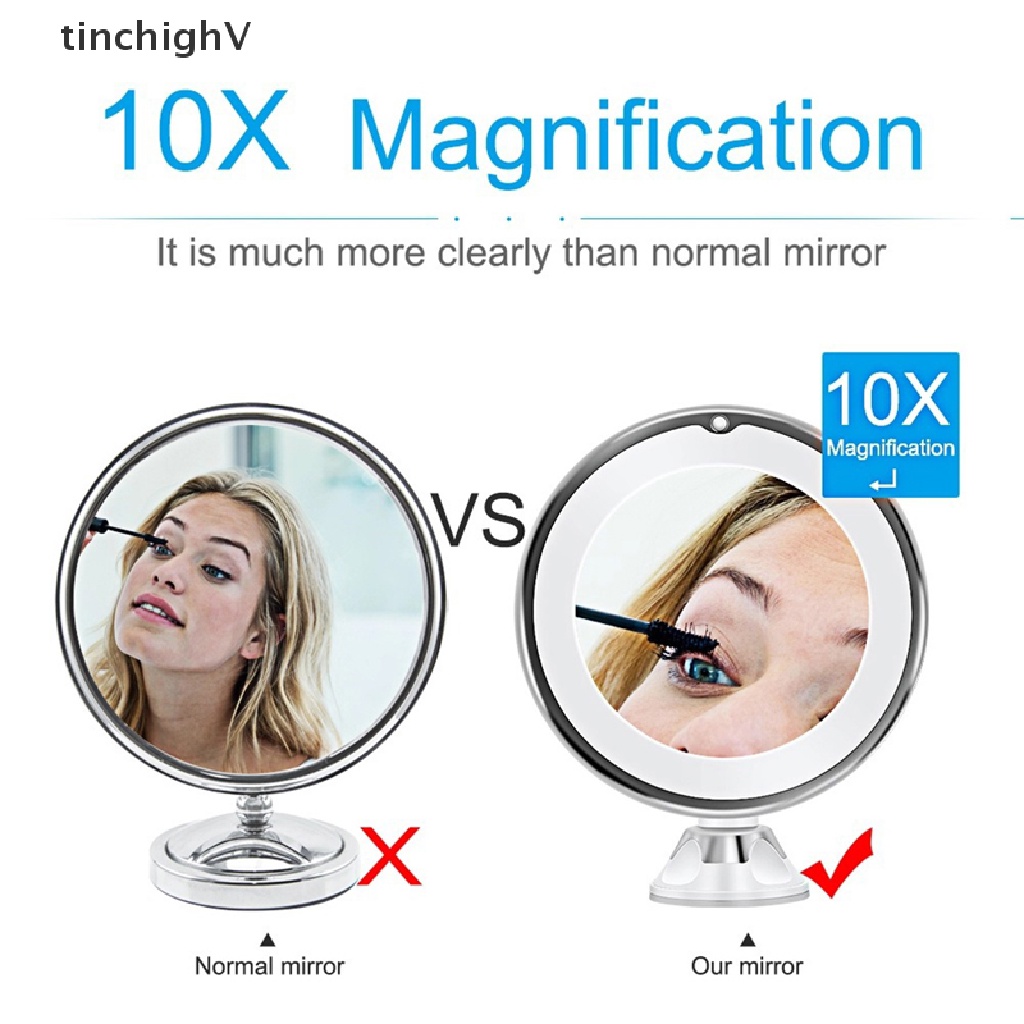 Gương Trang Điểm Phóng Đại 10X Có Đèn LED Cảm Ứng Tiện Dụng