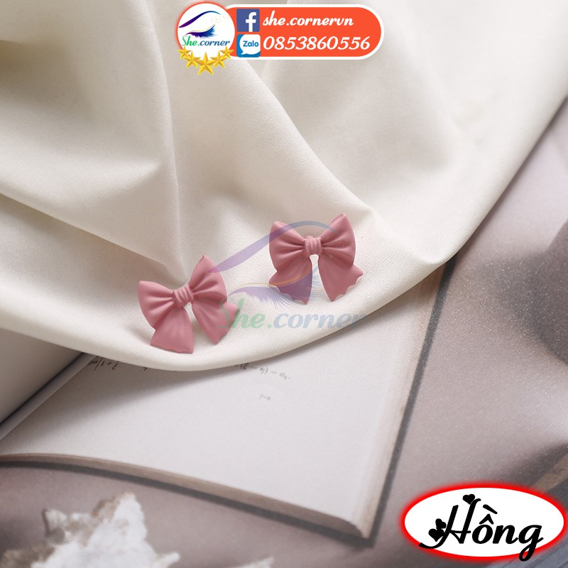 Hoa tai bông tai Hàn Quốc nơ nhỏ Q372 s925 nhiều màu dễ thương