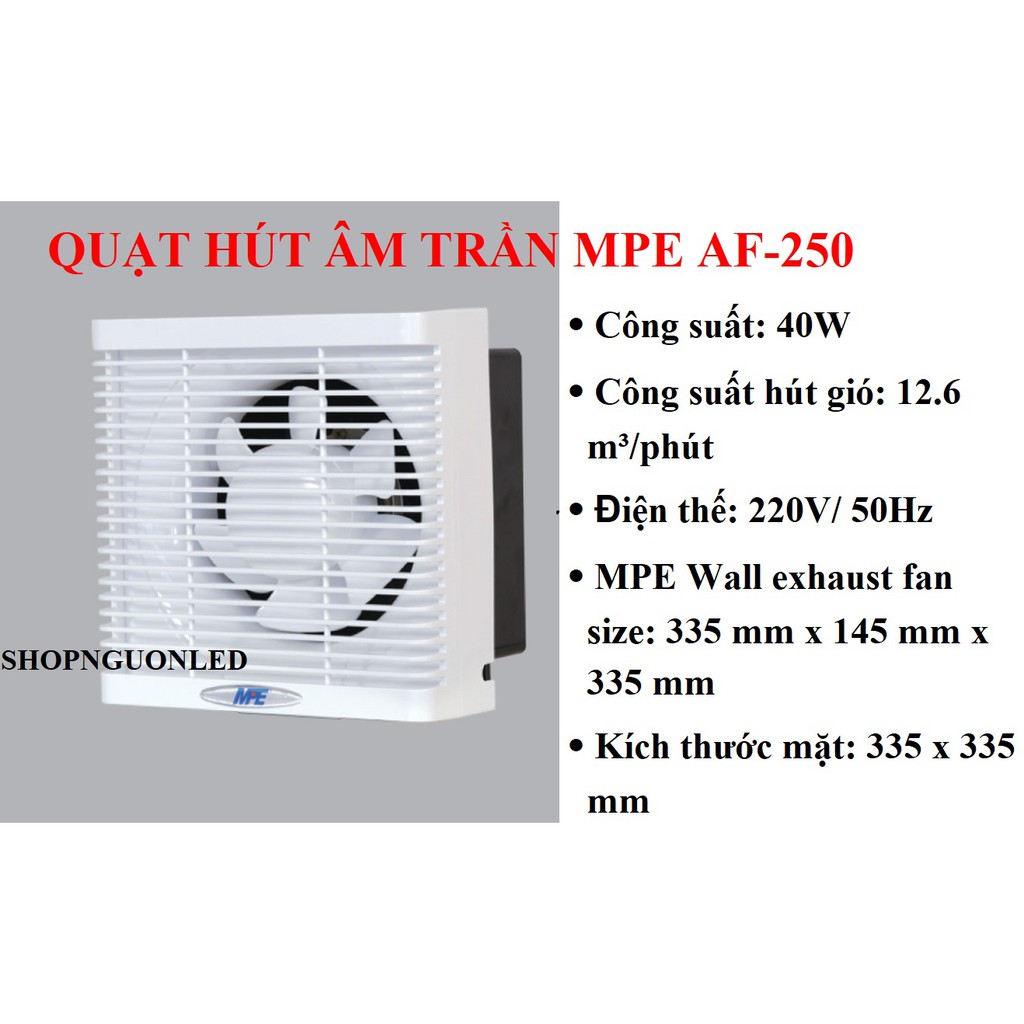 Quạt hút âm tường AFC-130/AF-150/AF-200/AF-250 hiệu MPE (NÊN MUA) giá rẻ, chất lượng dùng cho nhà bếp, phòng khách...