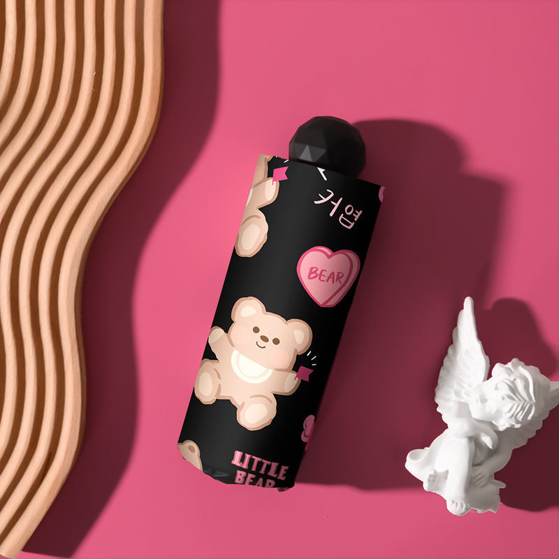 Dù gập tự động mini che nắng mưa bảo vệ khỏi tia UV công dụng kép họa tiết gấu dễ thương