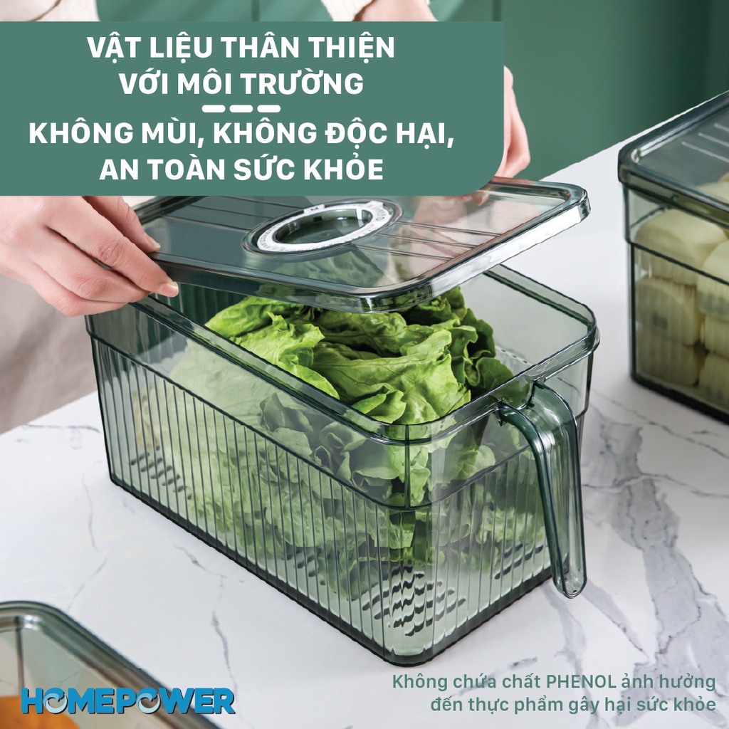 Hộp đựng thực phẩm tủ lạnh có ngăn tách nước, hộp đựng trái cây trong tủ  - Chất liệu cao cấp, an toàn sức khỏe