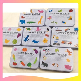 [Đồ chơi trí tuệ] Bộ xếp hình puzzle 2 miếng ghép hộp thiếc trắng _Shop 1108
