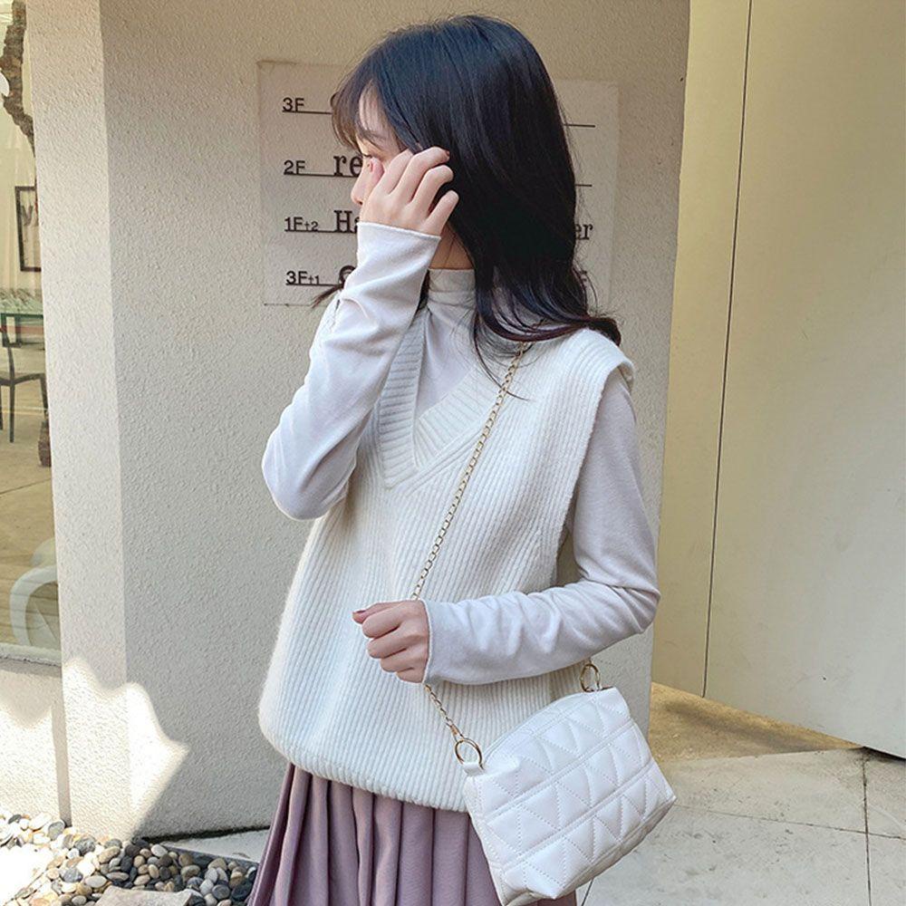 Túi Đeo Chéo Thêu Họa Tiết Hình Thoi Phối Dây Xích Thời Trang MIHAN1