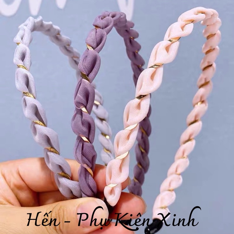 Bờm xoắn kim loại kèm vải lưới phong cách tiểu thư hàng Quảng Châu nhiều màu