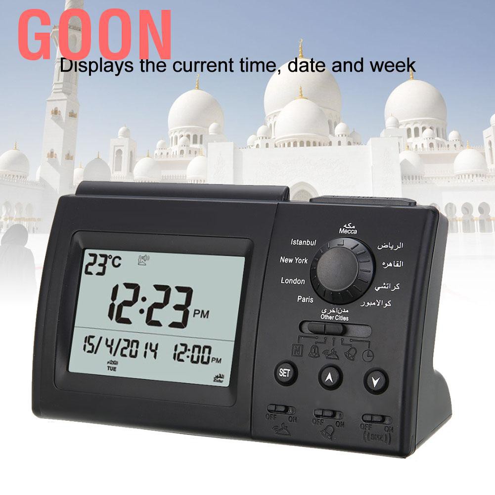 Goon LED Display Digital Alarm Clock Automatic Islamic Muslim Prayer Table Desk Black