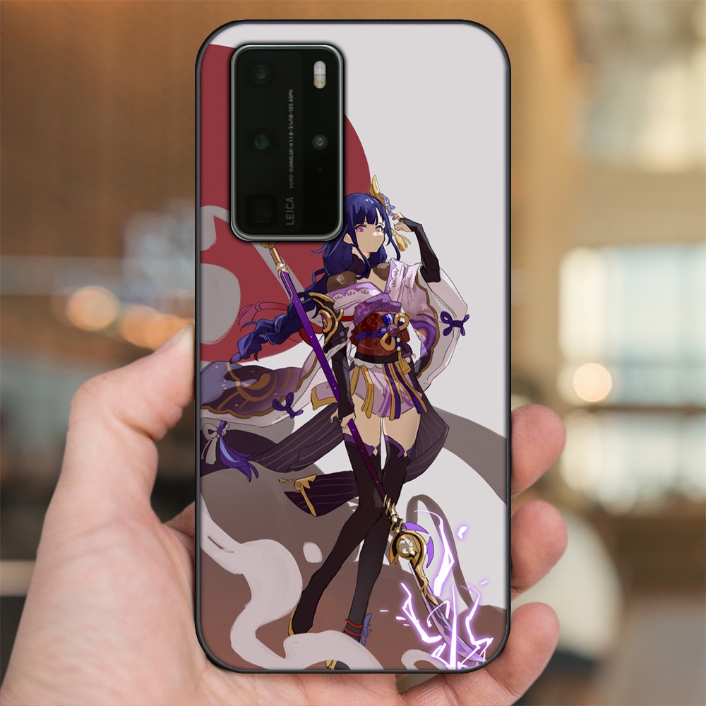 Ốp lưng Huawei P40 Pro viền đen in hình Raiden Shogun Genshin Impact