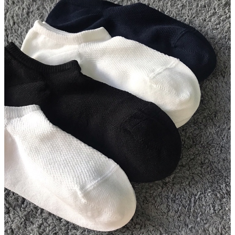 Tất vớ cổ ngắn nam 100% cotton Uni.qlo thông hơi thoáng mát ôm chân hạn chế xù lông big size 42-46 Sukishop