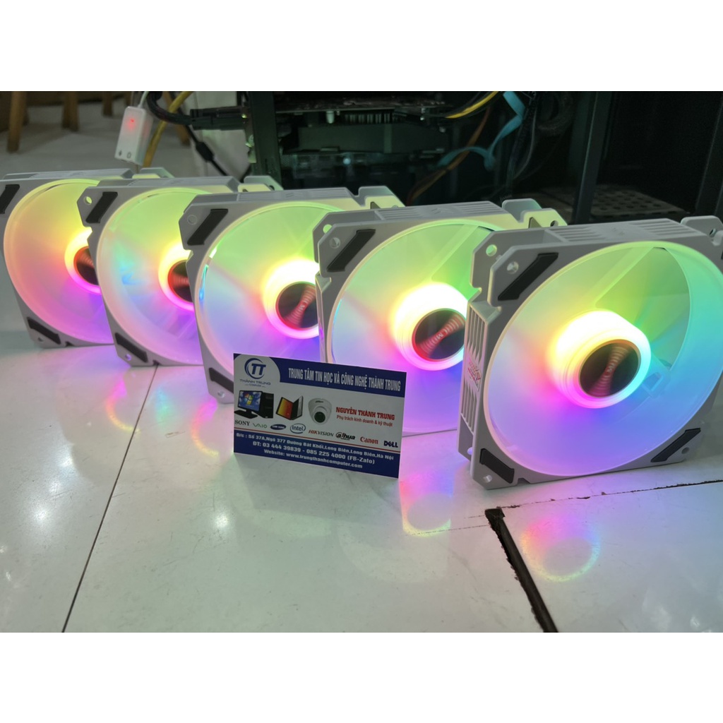 Quạt Tản Nhiệt, Fan Led RGB Coolmoon Y2 Có Điều Tốc PWM - Led Sync Main 3 Pin 5v Bộ Hub Coolmoon P-ARGB PWM