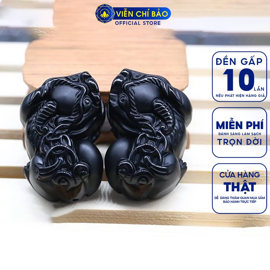 mặt dây chuyền Tỳ hưu Obsidian nghiêng đầu thời trang phụ kiện trang sức Viễn Chí Bảo M200121