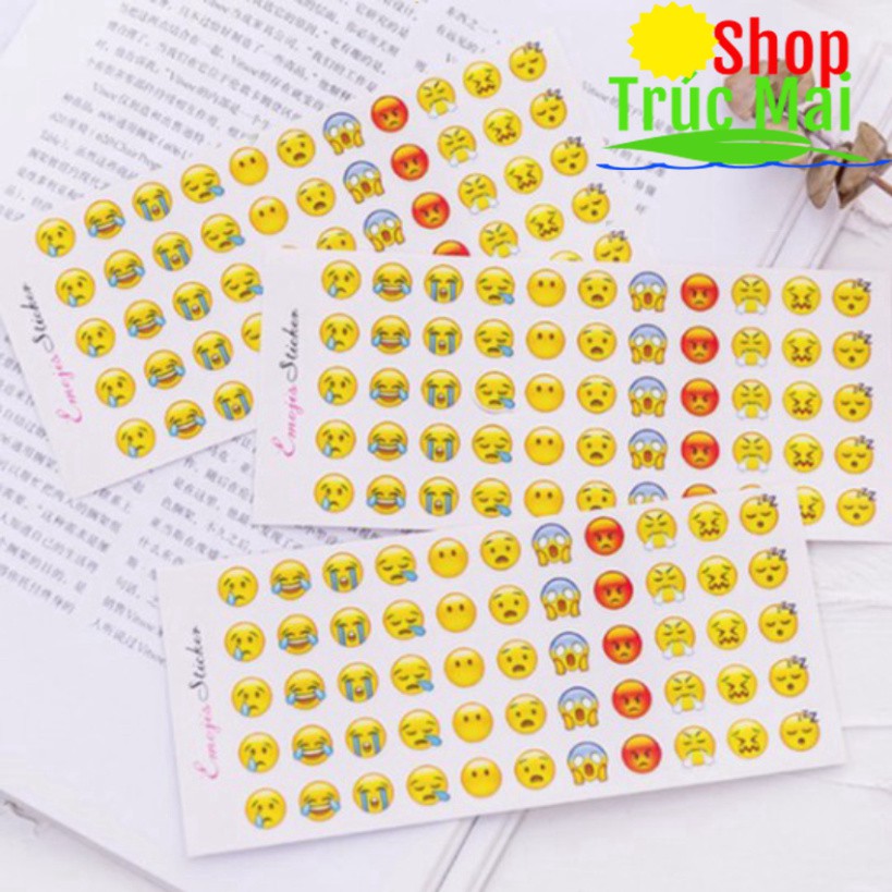 Set 12 Tờ Sticker Emoji Cảm Xúc Trang Trí Sổ Sách Độc Đáo