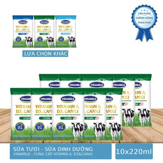 Combo 10 Bịch Sữa Tươi Tiệt Trùng - Sữa Dinh Dưỡng Vinamilk 220ml