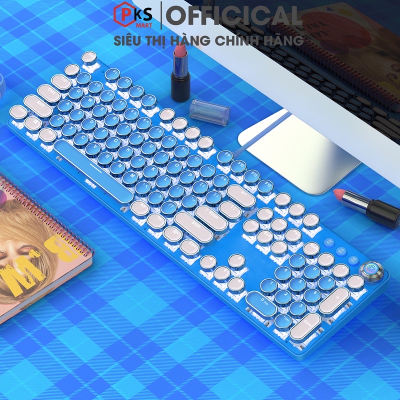 COMBO Bàn Phím Chuột Cơ Chơi Game Làm Việc Máy Tính Laptop YINOIAO ZK4PRO G15 LED 12 Chế Độ Mix Màu Xanh Trắng Rất Đẹp