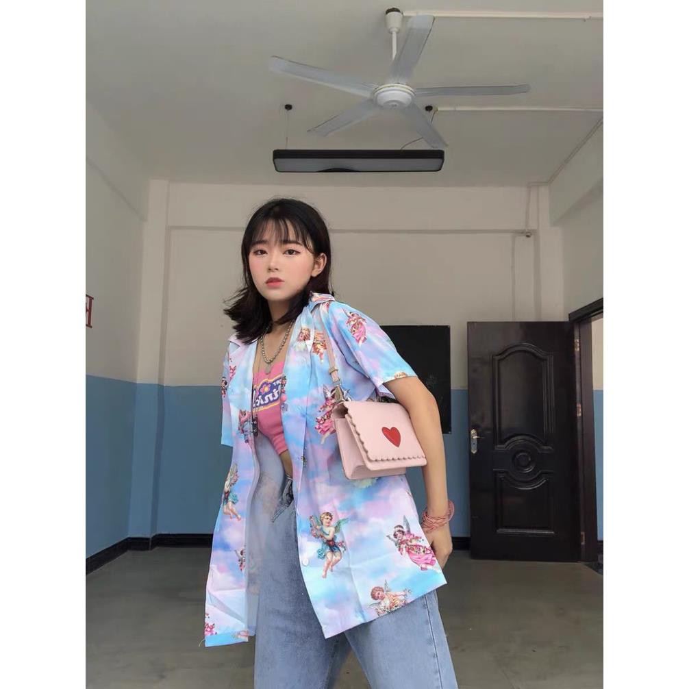 Áo Sơ Mi Cổ Vest Loang Màu Họa Tiết THIÊN THẦN ANGEL chất vải lụa Cao Cấp form Unisex BC200 đẹp ⭐