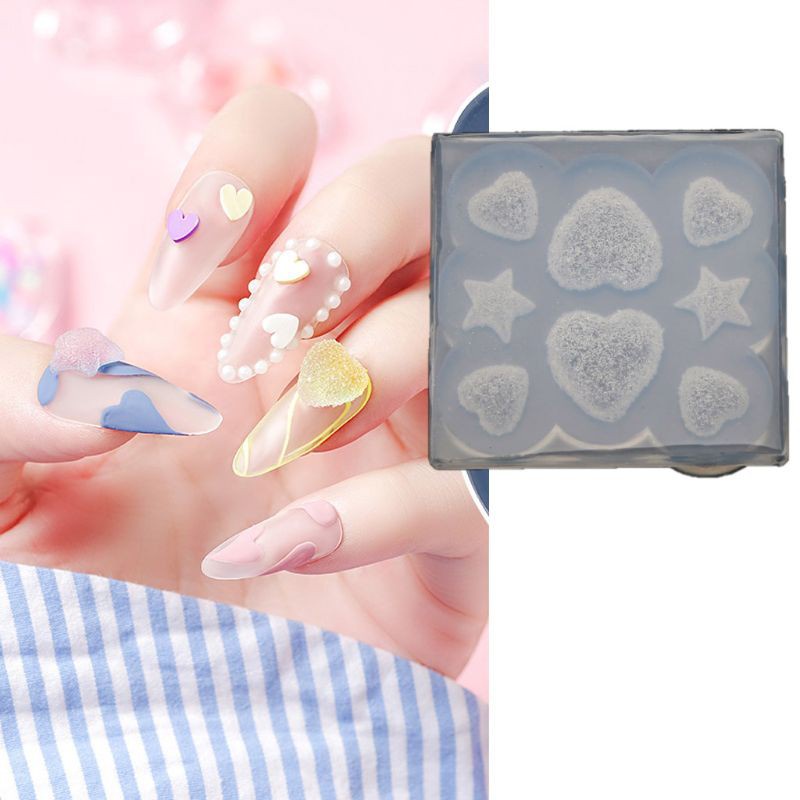 Khuôn Silicon Mềm Làm Kẹp Tóc Hình Ngôi Sao / Trái Tim / Kẹo / Trái Tim Xinh Xắn