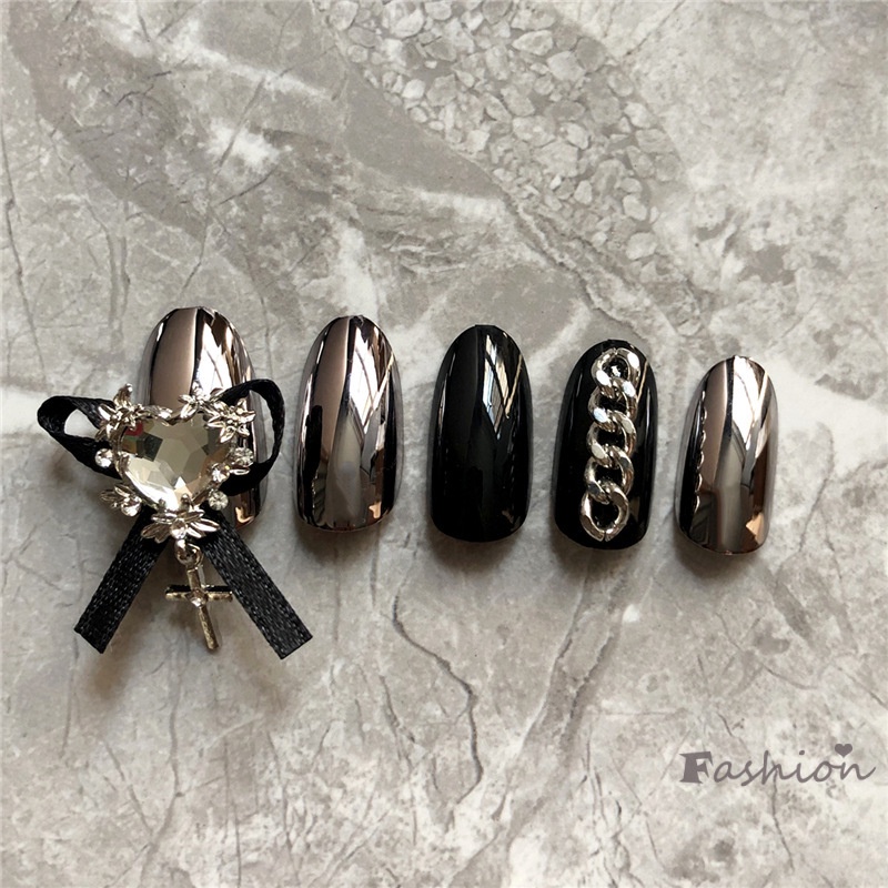 Set 24 Móng Tay Giả Đính Nơ Trang Trí Nghệ Thuật