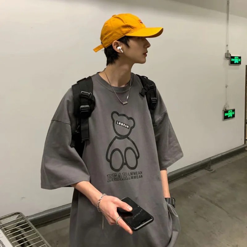 Áo Thun Ngắn Tay Form Rộng In Họa Tiết Gấu Xinh Xắn Dành Cho Nữ / Size M-3Xl