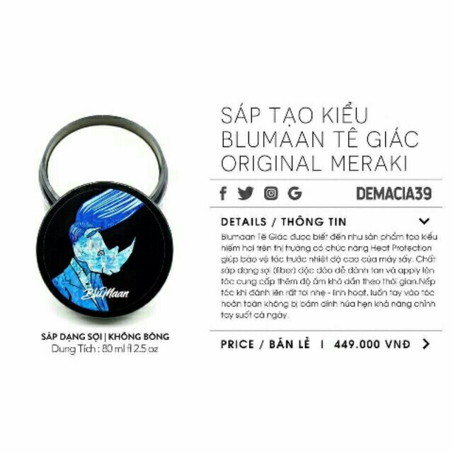 Sáp tạo kiểu tóc BLUMAAN TÊ GIÁC - ORIGINAL STYLING MERAKI